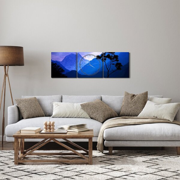 Slika - Noćno nebo u Nepalu (sa satom) (90x30 cm)