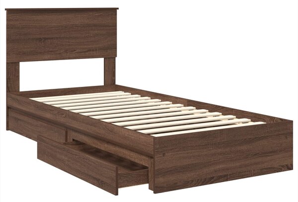 Krevet s od storage Smeđi hrast 75 x 190 cm Konstruirano drvo - Smeđa / 75 x 190 cm