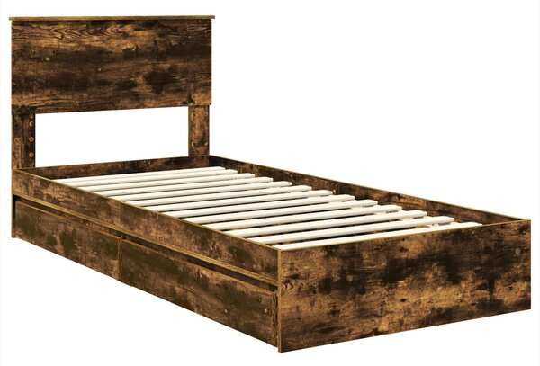 Krevet s od storage s uzglavljem Dimljeni hrast 75 x 190 cm - Smeđa / 75 x 190 cm