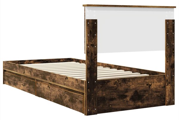 Krevet s od storage s uzglavljem Dimljeni hrast 75 x 190 cm - Smeđa / 75 x 190 cm