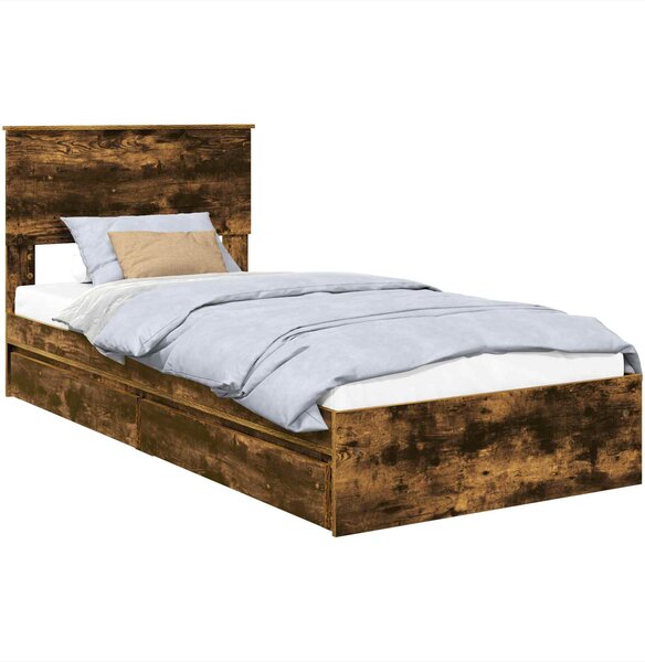 Krevet s od storage s uzglavljem Dimljeni hrast 75 x 190 cm - Smeđa / 75 x 190 cm