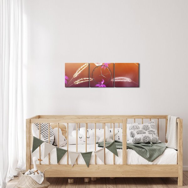 Slika - Ružičasti leptir (sa satom) (90x30 cm)