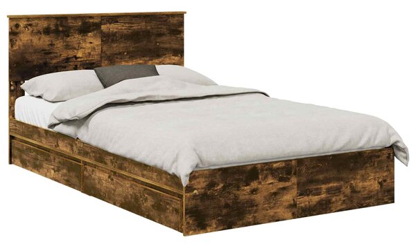 Krevet s od storage s uzglavljem Dimljeni hrast 135 x 190 cm - Smeđa / 135 x 190 cm