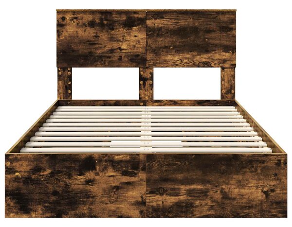 Krevet s od storage s uzglavljem Dimljeni hrast 135 x 190 cm - Smeđa / 135 x 190 cm