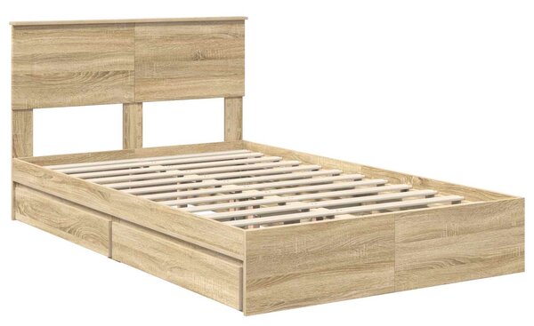 Krevet s od storage Sonoma hrast 135 x 190 cm Konstruirano drvo - Smeđa / 135 x 190 cm
