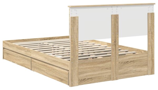 Krevet s od storage Sonoma hrast 135 x 190 cm Konstruirano drvo - Smeđa / 135 x 190 cm
