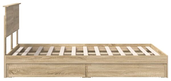 Krevet s od storage Sonoma hrast 135 x 190 cm Konstruirano drvo - Smeđa / 135 x 190 cm