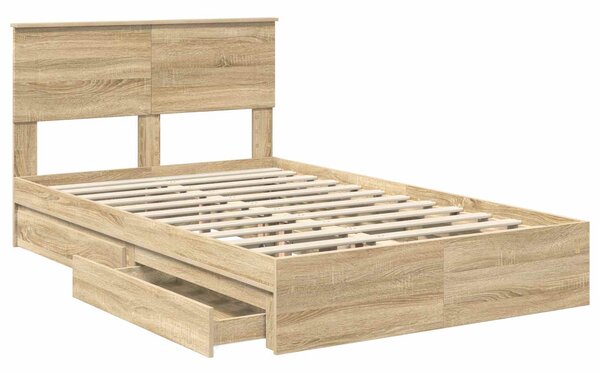 Krevet s od storage Sonoma hrast 135 x 190 cm Konstruirano drvo - Smeđa / 135 x 190 cm
