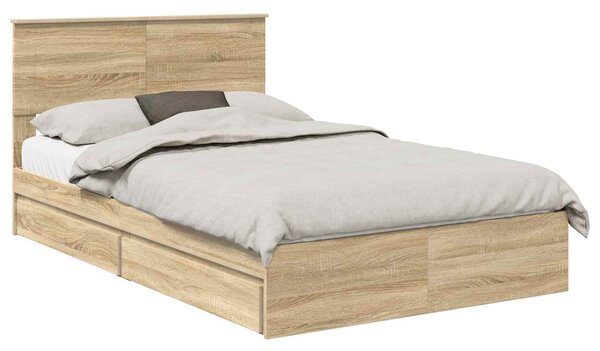 Krevet s od storage Sonoma hrast 135 x 190 cm Konstruirano drvo - Smeđa / 135 x 190 cm