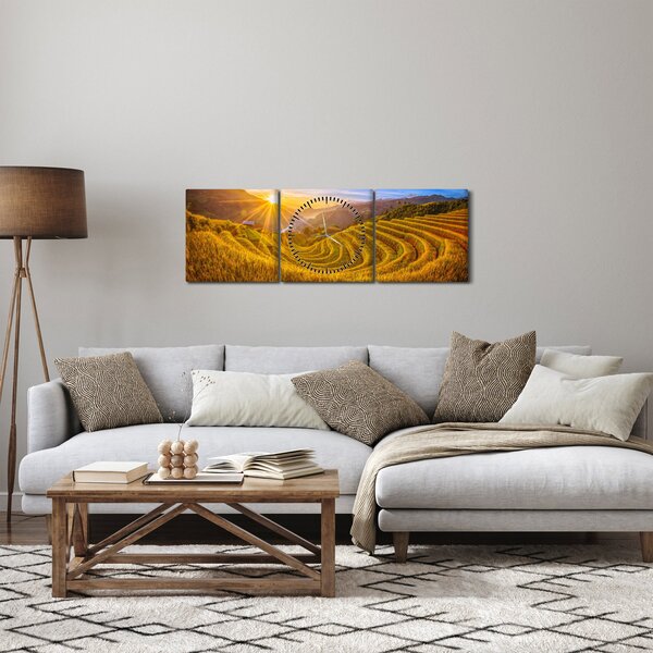 Slika - Rižine terase u Vijetnamu (sa satom) (90x30 cm)