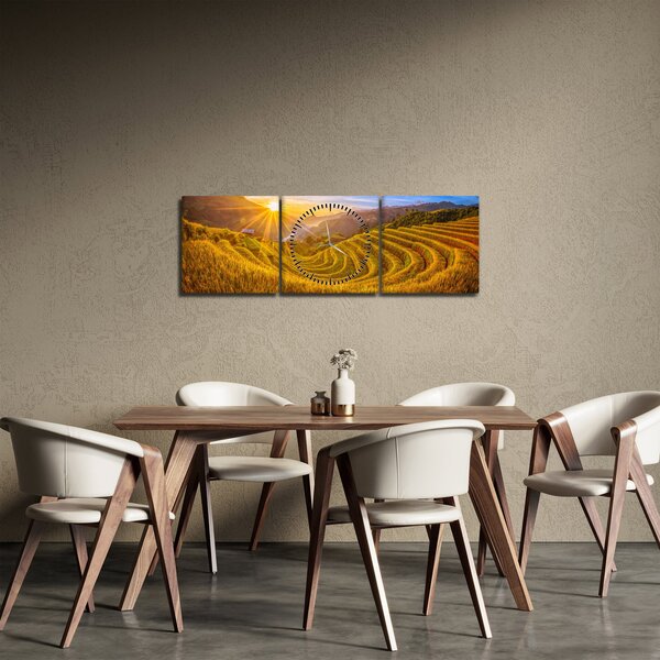 Slika - Rižine terase u Vijetnamu (sa satom) (90x30 cm)