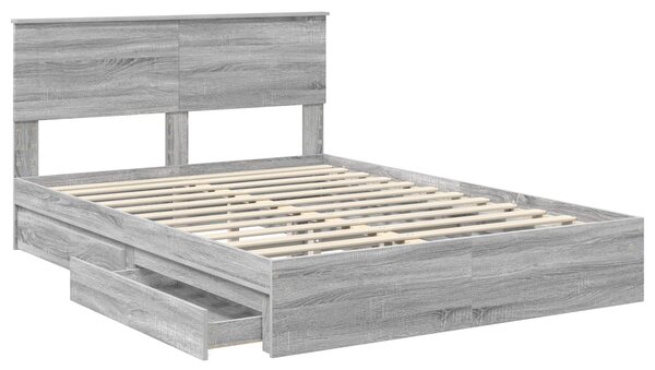 Krevet s od storage Siva Sonoma 140 x 200 cm Konstruirano drvo - Siva / 140 x 200 cm