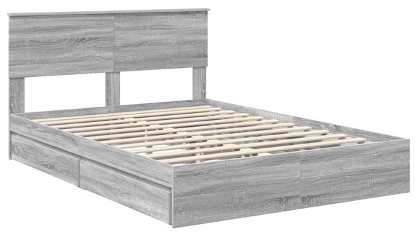Krevet s od storage Siva Sonoma 140 x 200 cm Konstruirano drvo - Siva / 140 x 200 cm
