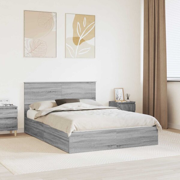 Krevet s od storage Siva Sonoma 140 x 200 cm Konstruirano drvo - Siva / 140 x 200 cm