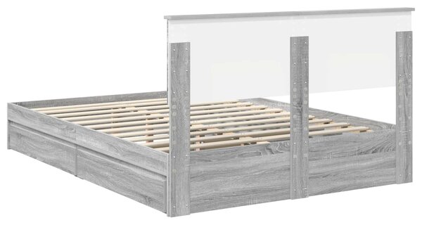 Krevet s od storage Siva Sonoma 140 x 200 cm Konstruirano drvo - Siva / 140 x 200 cm
