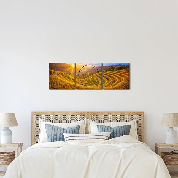 Slika - Rižine terase u Vijetnamu (sa satom) (90x30 cm)