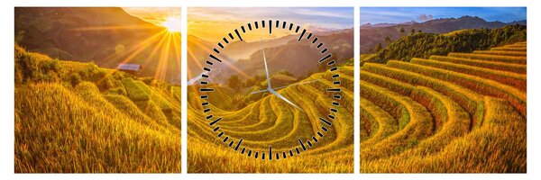 Slika - Rižine terase u Vijetnamu (sa satom) (90x30 cm)