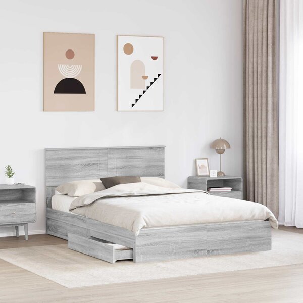 Krevet s od storage Siva Sonoma 140 x 200 cm Konstruirano drvo - Siva / 140 x 200 cm