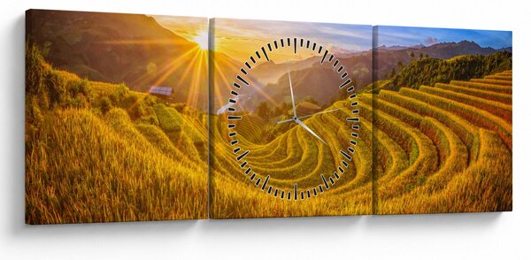 Slika - Rižine terase u Vijetnamu (sa satom) (90x30 cm)