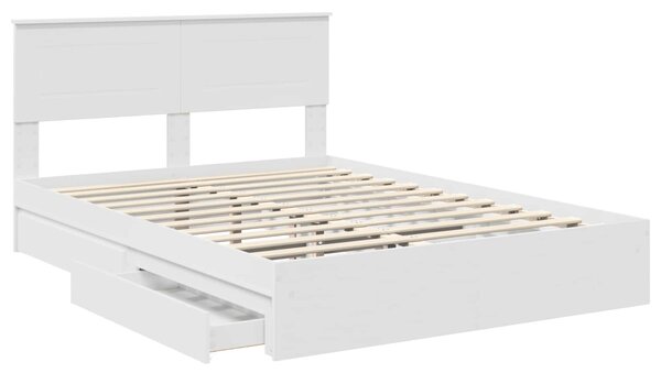 Krevet s od storage Bijelo 140 x 190 cm Konstruirano drvo - Bijela / 140 x 190 cm