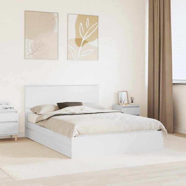 Krevet s od storage Bijelo 140 x 190 cm Konstruirano drvo - Bijela / 140 x 190 cm