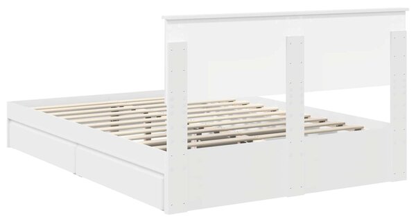 Krevet s od storage Bijelo 140 x 190 cm Konstruirano drvo - Bijela / 140 x 190 cm