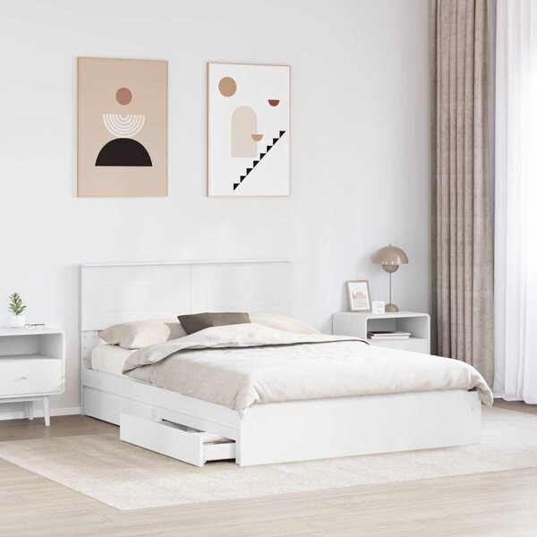 Krevet s od storage Bijelo 140 x 190 cm Konstruirano drvo - Bijela / 140 x 190 cm