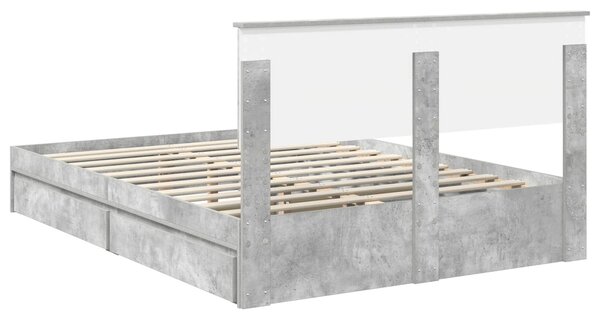 Krevet s od storage s uzglavljem Betonski sivi 150 x 200 cm - Siva / 150 x 200 cm