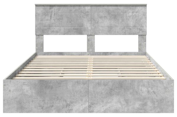 Krevet s od storage s uzglavljem Betonski sivi 150 x 200 cm - Siva / 150 x 200 cm