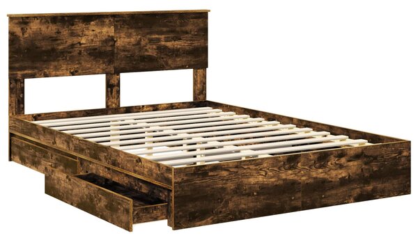 Krevet s od storage s uzglavljem Dimljeni hrast 160 x 200 cm - Smeđa / 160 x 200 cm