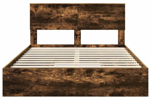 Krevet s od storage s uzglavljem Dimljeni hrast 160 x 200 cm - Smeđa / 160 x 200 cm