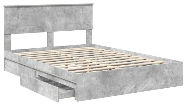 Krevet s od storage s uzglavljem Betonski sivi 150 x 200 cm - Siva / 150 x 200 cm