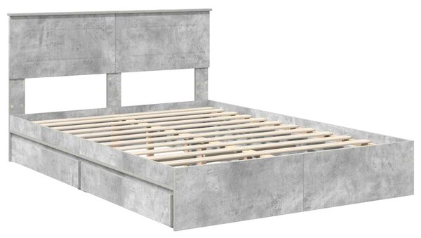 Krevet s od storage s uzglavljem Betonski sivi 150 x 200 cm - Siva / 150 x 200 cm