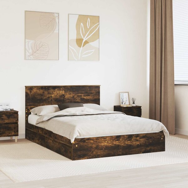 Krevet s od storage s uzglavljem Dimljeni hrast 160 x 200 cm - Smeđa / 160 x 200 cm