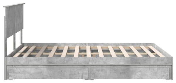 Krevet s od storage s uzglavljem Betonski sivi 150 x 200 cm - Siva / 150 x 200 cm