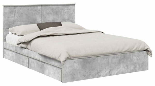 Krevet s od storage s uzglavljem Betonski sivi 150 x 200 cm - Siva / 150 x 200 cm