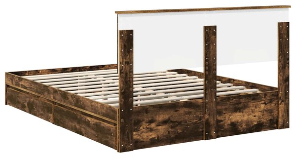 Krevet s od storage s uzglavljem Dimljeni hrast 160 x 200 cm - Smeđa / 160 x 200 cm