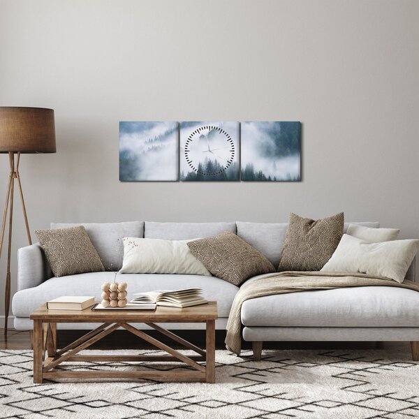 Slika - Drveće u magli (sa satom) (90x30 cm)