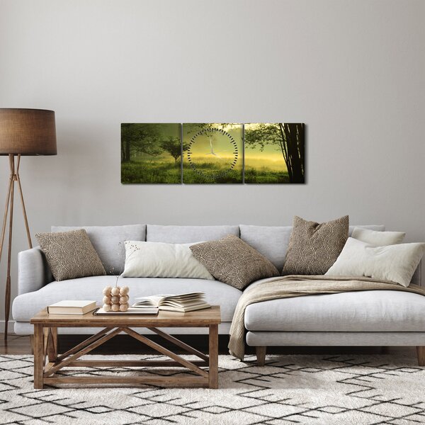 Slika - Buđenje šume (sa satom) (90x30 cm)