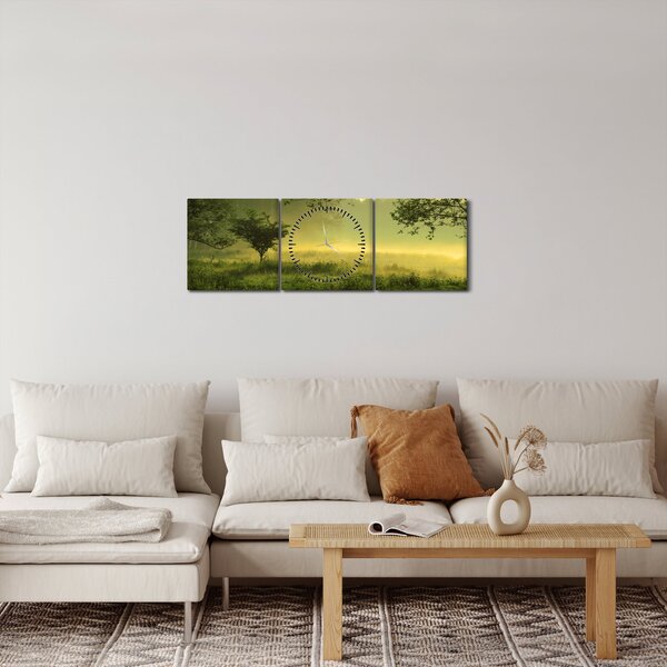 Slika - Buđenje šume (sa satom) (90x30 cm)