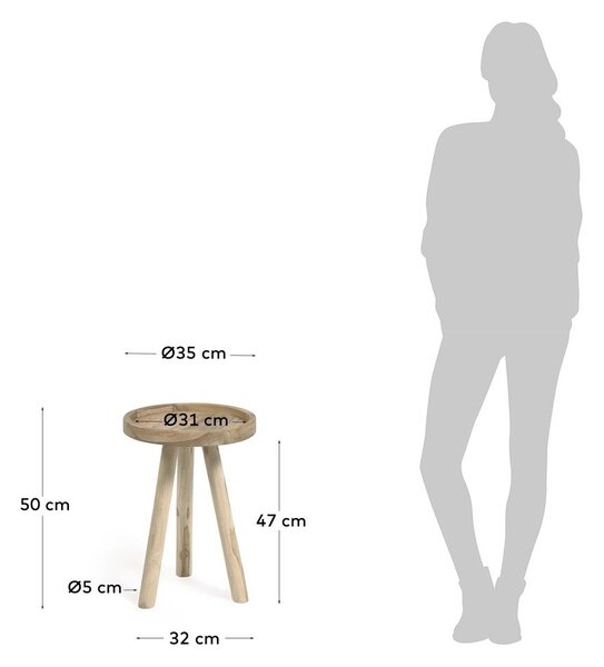 Okrugao pomoćni stol od masivne tikovine ø 35 cm Glenda – Kave Home