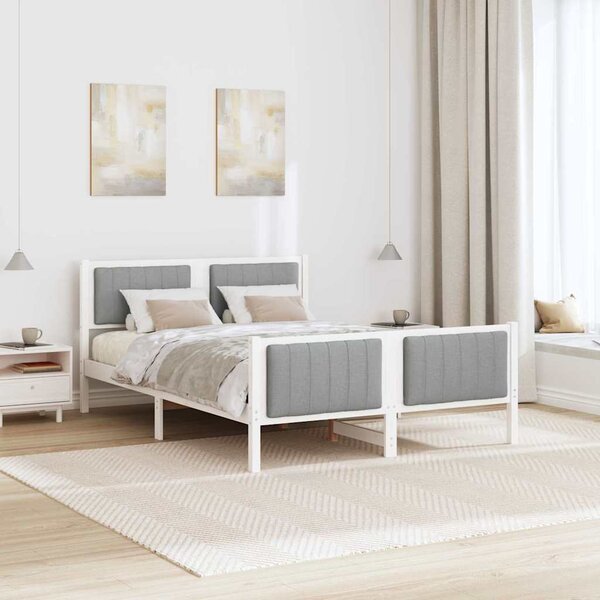 Okvir kreveta s uzglavljem Bijela i svijetlosiva 140 x 190 cm - Bijela / 140 x 190 cm