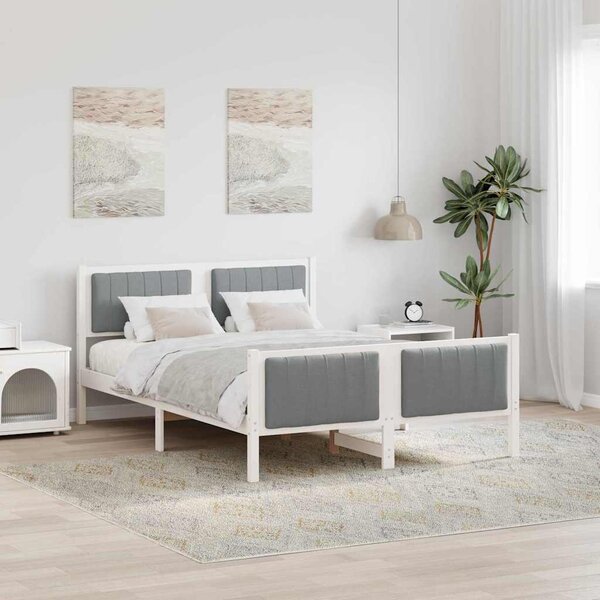Okvir kreveta s uzglavljem Bijela i svijetlosiva 140 x 190 cm - Bijela / 140 x 190 cm