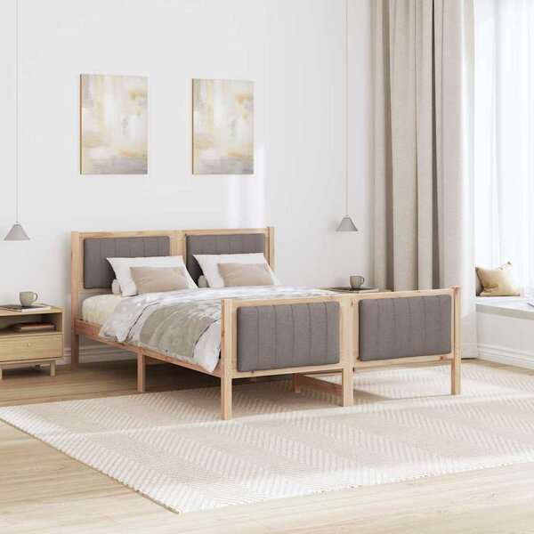 Okvir kreveta Smeđa i taupe 140 x 190 cm Masivna borovina - Smeđa / 140 x 190 cm
