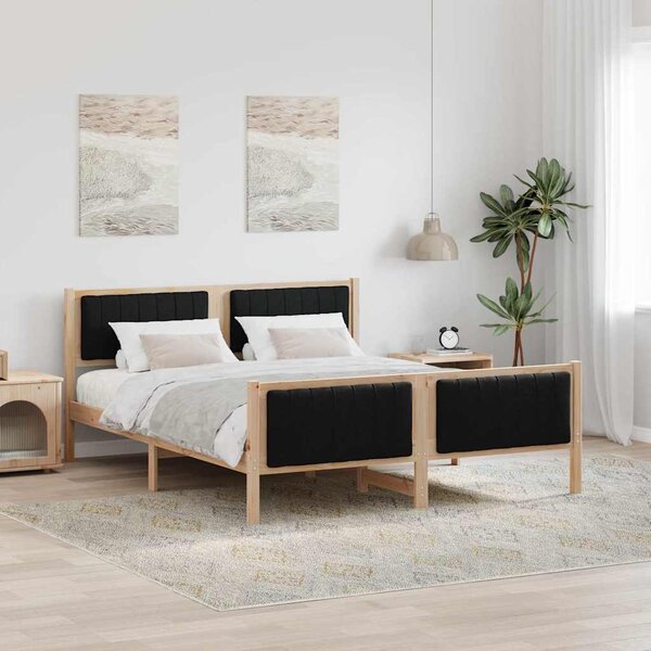 Okvir kreveta Smeđa i crna 150 x 200 cm Masivna borovina - Smeđa / 150 x 200 cm
