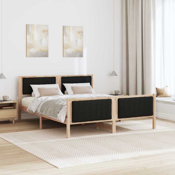 Okvir kreveta Smeđa i crna 150 x 200 cm Masivna borovina - Smeđa / 150 x 200 cm