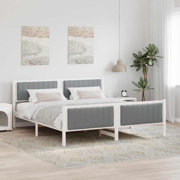 Okvir kreveta s uzglavljem Bijela i svijetlosiva 180 x 200 cm - Bijela / 180 x 200 cm
