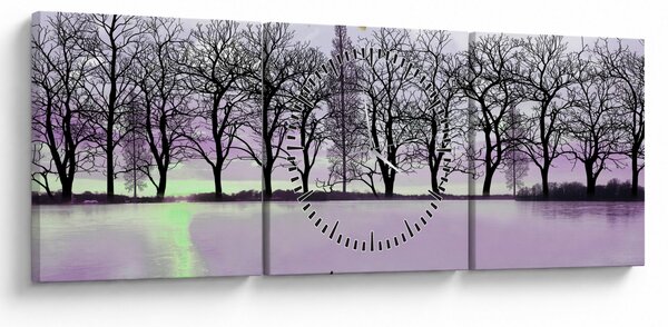 Slika - Brodica na jezeru (sa satom) (90x30 cm)