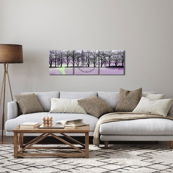 Slika - Brodica na jezeru (sa satom) (90x30 cm)