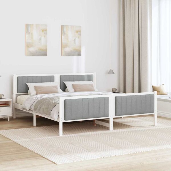Okvir kreveta s uzglavljem Bijela i svijetlosiva 180 x 200 cm - Bijela / 180 x 200 cm
